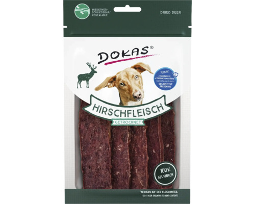 Hundesnack DOKAS Hirschfleisch getrocknet 60 g DOKAS Hirschfleisch getrocknet im wiederverschließbaren Beutel