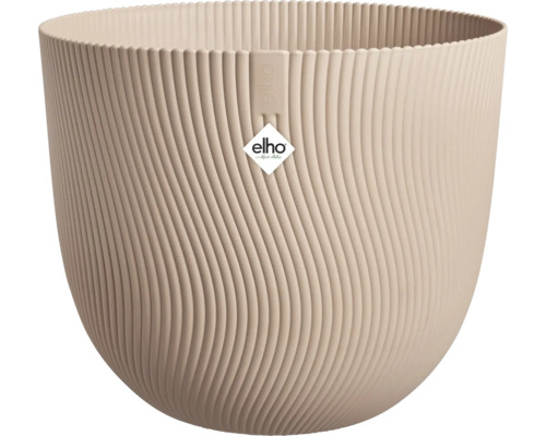 Beiger Pflanztopf mit gewelltem Design und Elho Logo