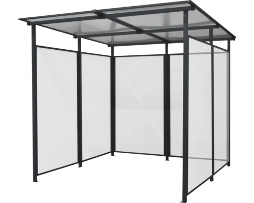 Offener Unterstand mit Dach und Wänden