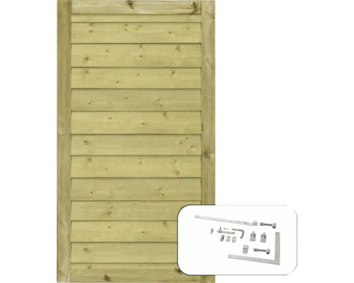 Holztor mit Beschlägen