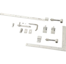 Metalltorbeschläge Set mit Riegel, Bändern und Zubehör