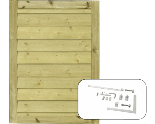 Holztor mit Beschlägen