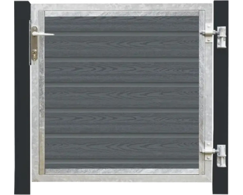 Gartentor mit Holzoptik und Metallrahmen
