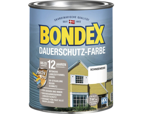 BONDEX Holzfarbe-Dauerschutzfarbe schneeweiß 750 ml Bondex Dauerschutz Farbe Dose Schneeweiss