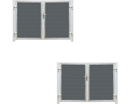 Doppelflügeltor mit Metallrahmen und horizontaler Füllung
