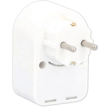 Weißer Schutzkontaktstecker mit USB-Anschlüssen