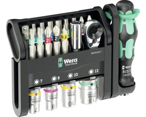 Werkzeug-Set Wera Tool-Check Modular 1, 21 tlg. Wera Werkzeugsatz mit Bits, Nüssen und Knarre