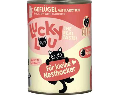 Lucky Lou Kitten Nassfutter Geflügel mit Karotten in Dose