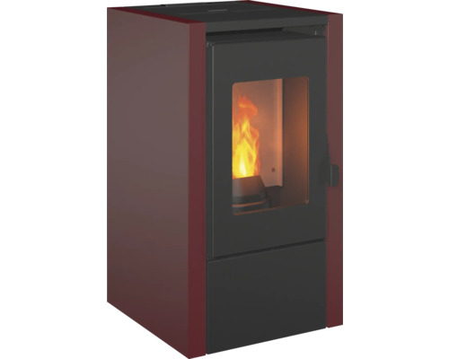 Pelletofen Westminster Little Stahl bordeaux 6,2 kW Pelletofen mit Flamme im Inneren