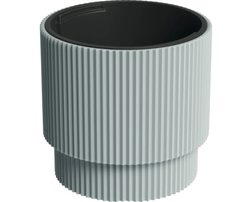 Pflanztopf Milly Kunststoff Ø 29,8 cm H 28,5 cm grau inkl. Pflanzeinsatz Dekorativer Pflanztopf mit Rillenstruktur