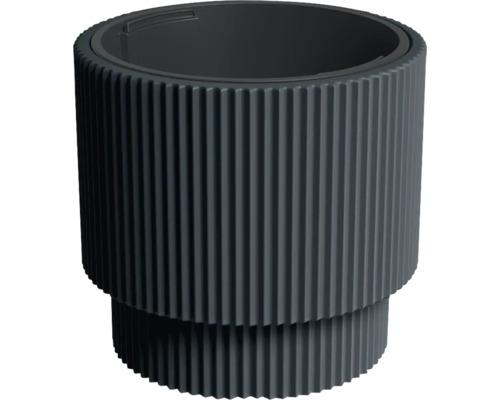 Blumentopf Milly Kunststoff Ø 29,8 cm H 28,5 cm anthrazit inkl. Pflanzeinsatz Runder, gerippter Pflanztopf