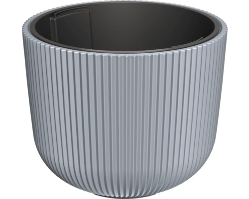 Blumentopf Milly Kunststoff Ø 46,9 cm H 38,5 cm hellgrau inkl. Pflanzeinsatz Gerillter Pflanztopf
