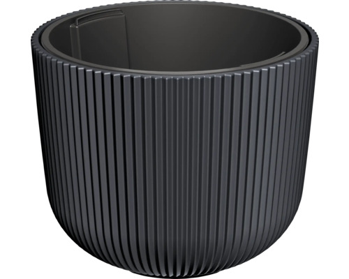 Pflanztopf Milly Kunststoff Ø 46,9 cm H 38,5 cm anthrazit inkl. Pflanzeinsatz Blumentopf mit Rillenstruktur