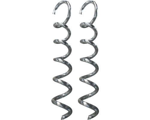 Zwei spiralförmige Erdnägel aus Metall