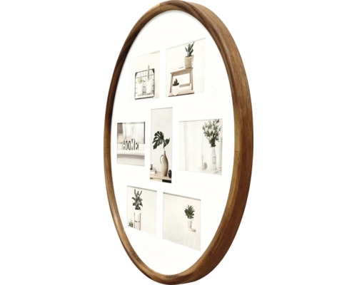 Runder Holzfotorahmen für sieben Fotos