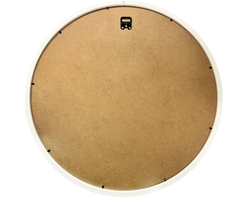 Rückseite eines runden Bilderrahmens mit Aufhängung