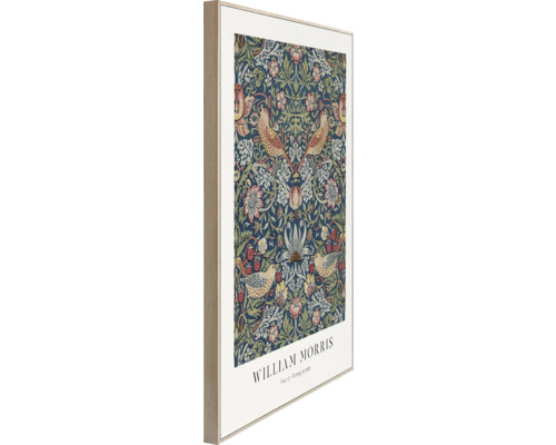 Gerahmtes Wandbild mit Vogel und Blumenmuster von William Morris
