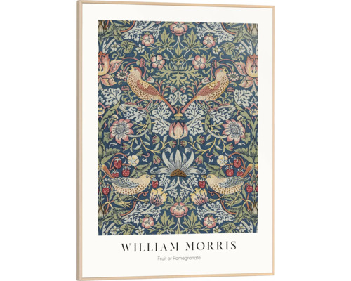 William Morris Kunstdruck mit Vogel- und Blumenmuster im Rahmen