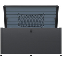 Geöffnete Aufbewahrungsbox aus Metall mit Netz