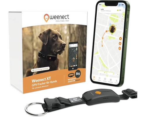 Weenect XT - GPS Tracker für Hunde verstellbares Halsband Julius-K9 mit Tracking-Funktion, für Halsumfang von 37.5 bis 56.5 cm, mit LED Lampe, Schwarz Weenect XT GPS Tracker für Hunde mit zugehöriger Smartphone-App und Halsband