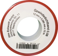 Gewindedichtband, 12 mm x 0,080 mm x 12 m