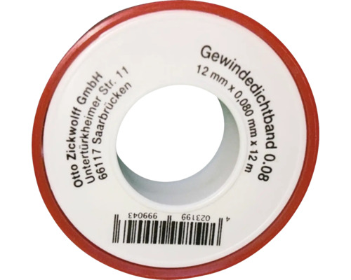 PTFE-Gewindedichtband 0,08 mm Stärke x 12 mm x 12m PTFE-Gewindedichtband 0,08 mm Stärke x 12 mm x 12m