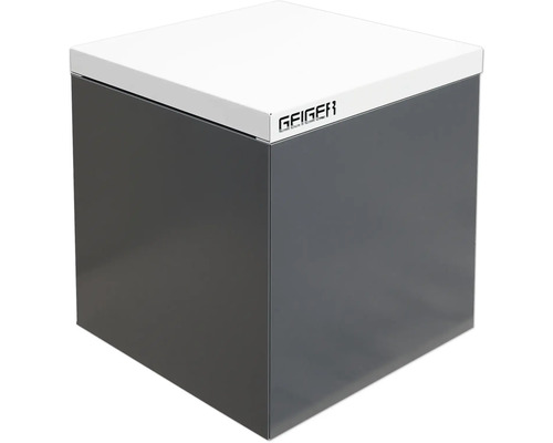 Grauer Geiger Unterschrank mit weißer Abdeckung