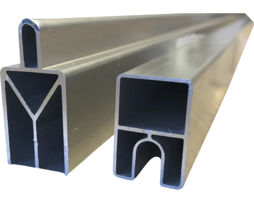 Start-, Abschlussset Wollbach 175 x 2 x 3,2/2,5 cm silber Aluminiumprofile im Querschnitt