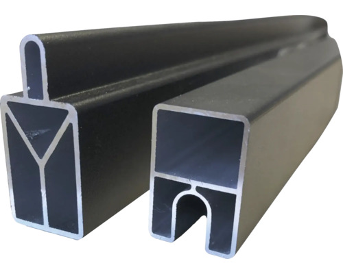Start-, Abschlussset Wollbach 175 x 2 x 3,2/2,5 cm anthrazit Aluminiumprofile im Querschnitt