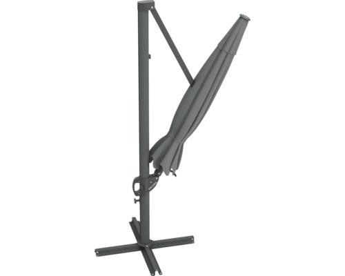 Grauer Ampelschirm mit Ständer