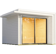 Gartenhaus mit Schiebetür und horizontaler Holzfassade