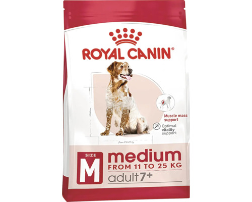 Hundefutter trocken, ROYAL CANIN Medium Adult 7+, 15 kg Royal Canin Medium Adult 7+ Hundefutter, geeignet für Hunde von 11 bis 25 Kilogramm