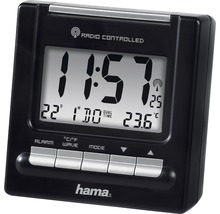 Funkwecker Digital RC 200 mit Thermometer und Datum schwarz 8x7,7 cm