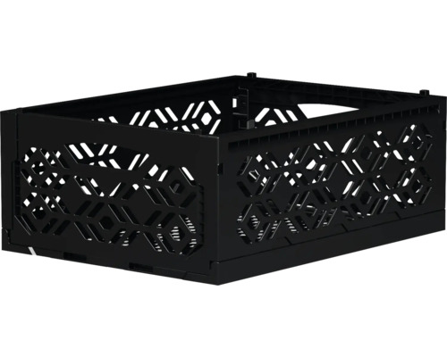 Klappbox Midi 14,7 l 395x154x295 mm schwarz Schwarze Faltbox mit Muster für Lagerung und Transport