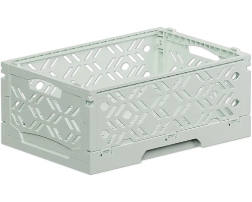 Klappbox Mini 3,1 l 238x100x161 mm graugrün Faltbox aus Kunststoff mit geometrischen Mustern