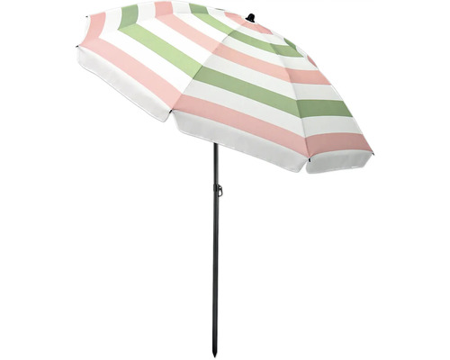 Gestrandeter Sonnenschirm mit Streifenmuster