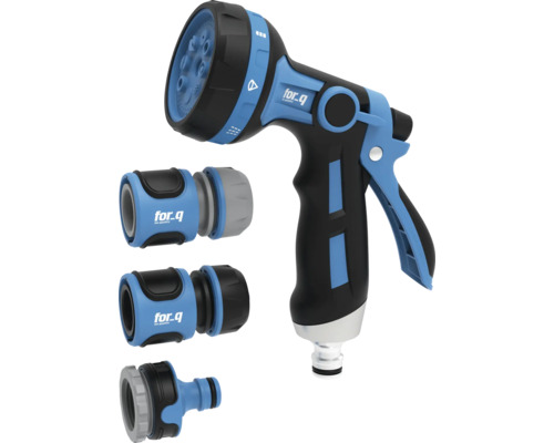 Gartenspritze mit verschiedenen Strahlarten und Anschlussstücken