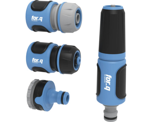 Gartenschlauchkupplungen und Spritzdüse von for.q