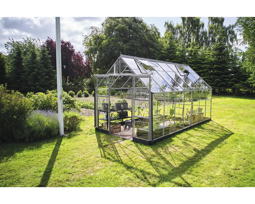 Gewächshaus mit Pflanzen im Garten