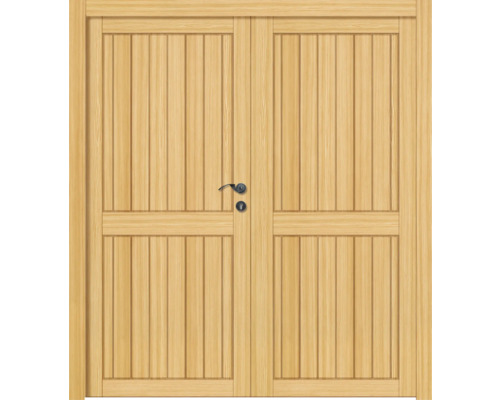 Holzdoppeltür mit Griff und Schloss