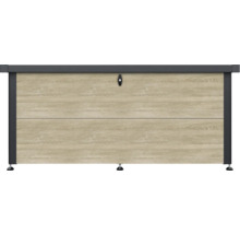 Gartentruhe mit Holzstruktur und schwarzem Rahmen