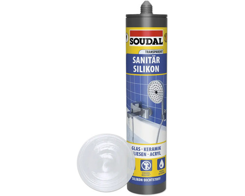 Soudal Sanitär Silikon, transparent, für Glas, Keramik, Fliesen und Acryl