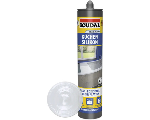 Soudal Küchen Silikon, transparent, für Glas und Edelstahl Arbeitsplatten