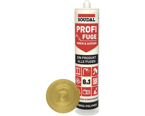 Soudal Profi Fuge 8in1 Fugen- und Dichtstoff beige 280 ml Soudal Profi Fuge Dichtstoffkartusche mit goldenem Deckel