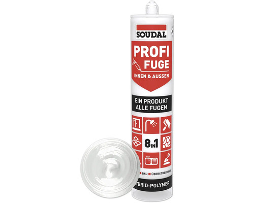 Soudal Profi Fuge 8in1 Fugen- und Dichtstoff weiß 280 ml Soudal Profi Fuge Dichtstoffkartusche für innen und außen