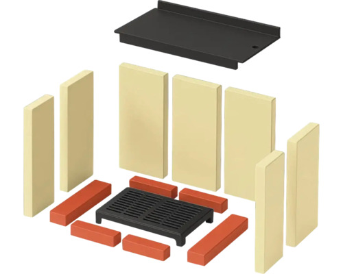 Feuerraumauskleidung-Set mit Grillrost, Feuerraumsteinen und Umlenkplatte