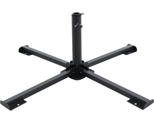 Schirmständer mit vierbeiniger Basis und zentraler Stange zur Befestigung eines Sonnenschirms