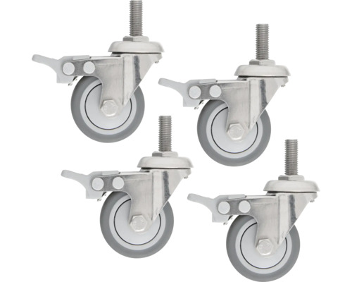 Räderset Doppler für Life Granitsockel 4 Stk Vier Möbelrollen mit Feststellbremse