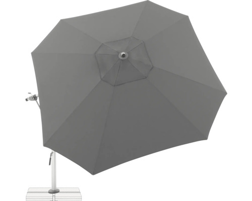 Grauer Sonnenschirm mit Ständer