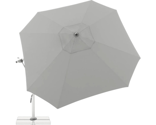 Detailansicht eines Sonnenschirms für den Außenbereich.